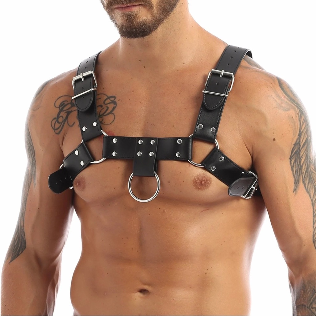 Mens Pu Leather Harness Men Pu Leather Adult Clubwear With Adjustable Buckles